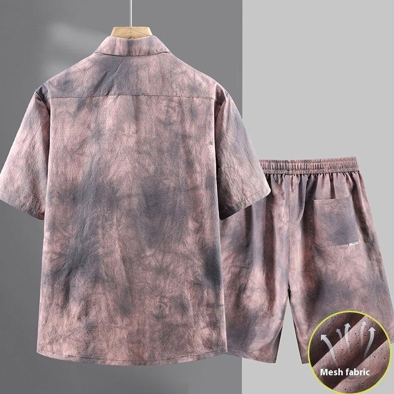 Plus - Size Men's Ice Silk Two - Piece Set – Short Sleeve Shirt & Shorts by LUXE AHMAR – Available at LUXE AHMAR