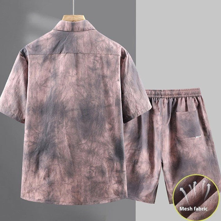 Plus - Size Men's Ice Silk Two - Piece Set – Short Sleeve Shirt & Shorts by LUXE AHMAR – Available at LUXE AHMAR