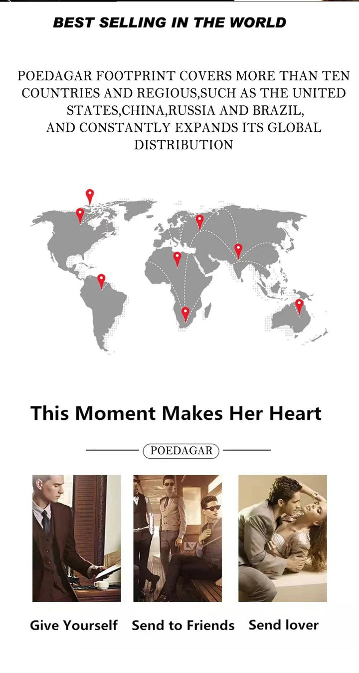 POEDAGAR Men's Luxury Sports Quartz Watch - Waterproof Chronograph with Luminous Hands & Leather Strap by Luxe Ahmar – Available at LUXE AHMAR