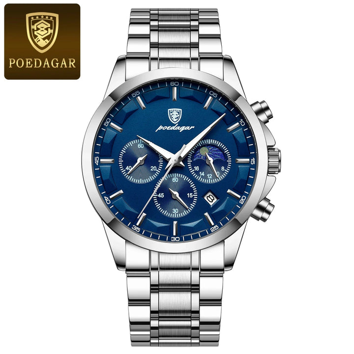 POEDAGAR Men's Luxury Sports Quartz Watch - Waterproof Chronograph with Luminous Hands & Leather Strap by Luxe Ahmar – Available at LUXE AHMAR
