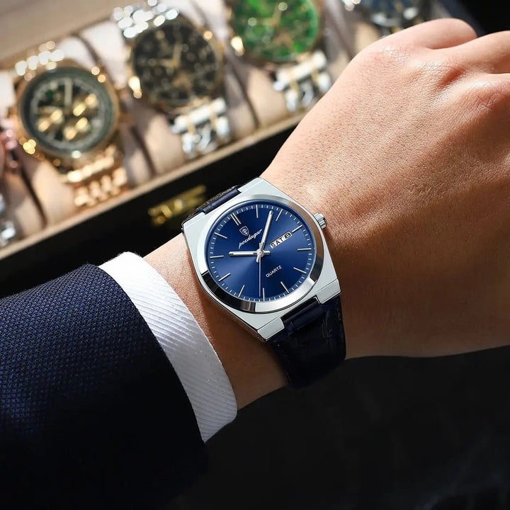 POEDAGAR Men's Luxury Waterproof Quartz Watch – Luminous, Leather Strap by Luxe Ahmar – Available at LUXE AHMAR