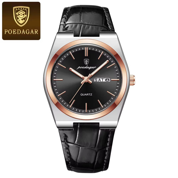 POEDAGAR Men's Luxury Waterproof Quartz Watch – Luminous, Leather Strap by Luxe Ahmar – Available at LUXE AHMAR
