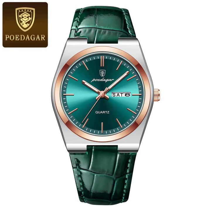 POEDAGAR Men's Luxury Waterproof Quartz Watch – Luminous, Leather Strap by Luxe Ahmar – Available at LUXE AHMAR