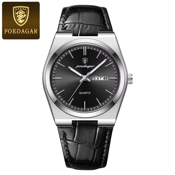 POEDAGAR Men's Luxury Waterproof Quartz Watch – Luminous, Leather Strap by Luxe Ahmar – Available at LUXE AHMAR