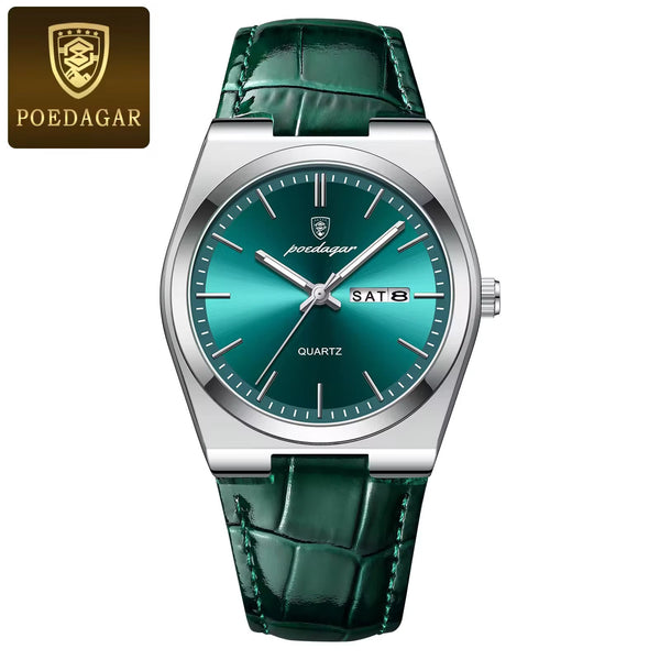 POEDAGAR Men's Luxury Waterproof Quartz Watch – Luminous, Leather Strap by Luxe Ahmar – Available at LUXE AHMAR
