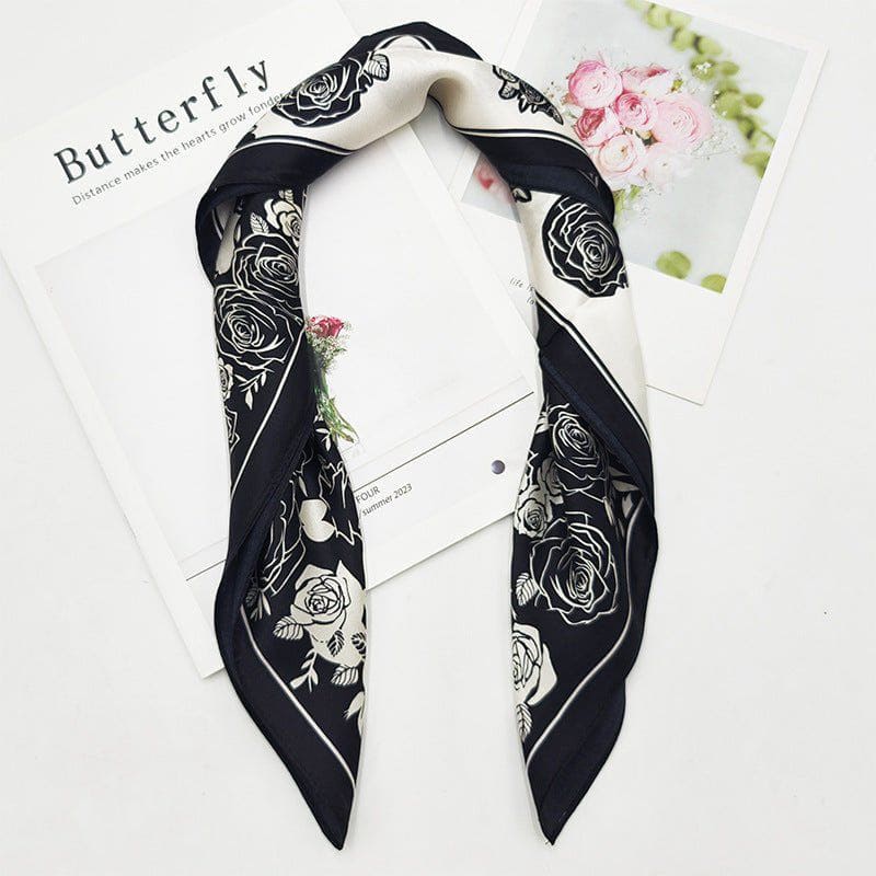 Premium Printed Silk Square Scarf – 50x50cm Elegant Fashion Accessory by LUXE AHMAR – Available at LUXE AHMAR