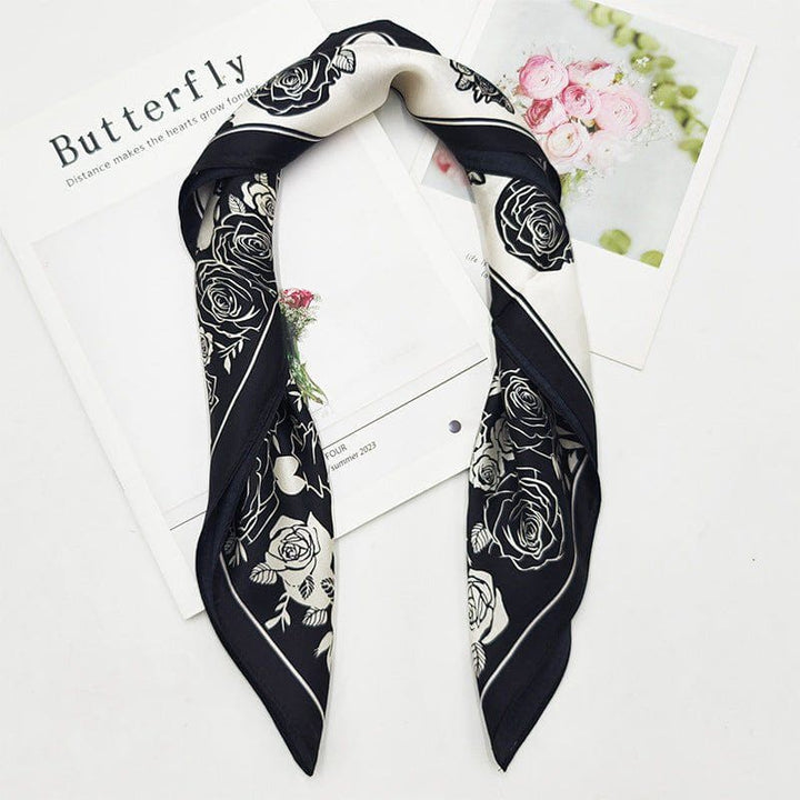Premium Printed Silk Square Scarf – 50x50cm Elegant Fashion Accessory by LUXE AHMAR – Available at LUXE AHMAR