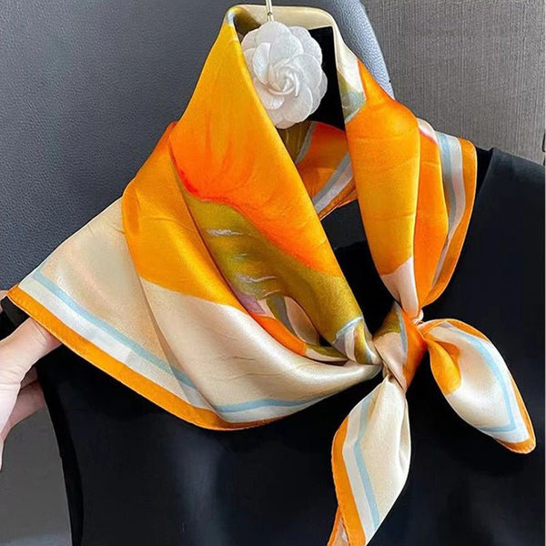Premium Printed Silk Square Scarf – 50x50cm Elegant Fashion Accessory by LUXE AHMAR – Available at LUXE AHMAR