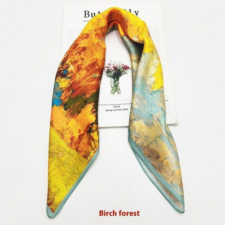 Premium Printed Silk Square Scarf – 50x50cm Elegant Fashion Accessory by LUXE AHMAR – Available at LUXE AHMAR