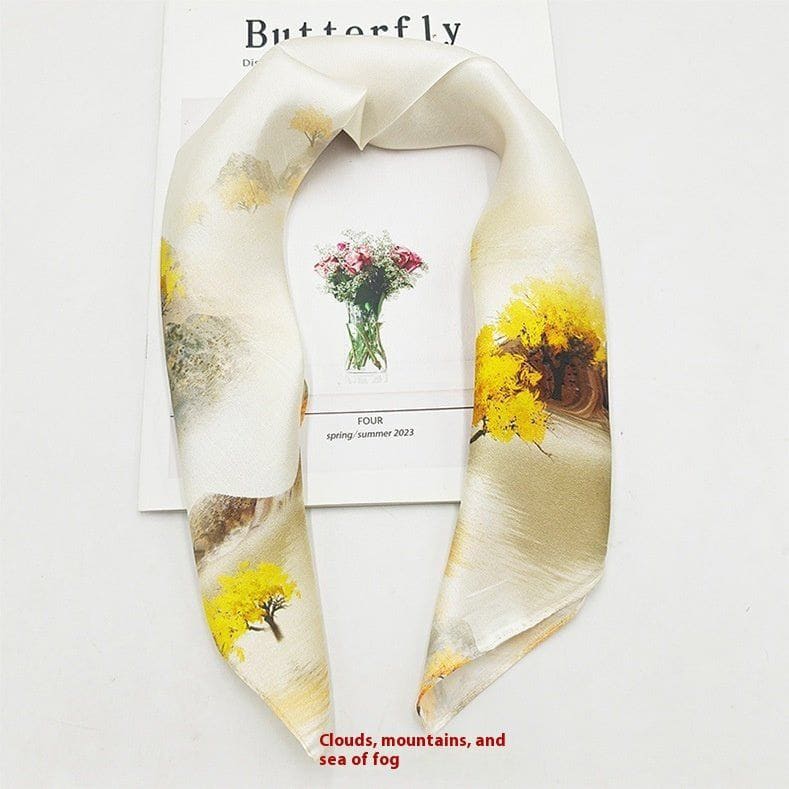 Premium Printed Silk Square Scarf – 50x50cm Elegant Fashion Accessory by LUXE AHMAR – Available at LUXE AHMAR