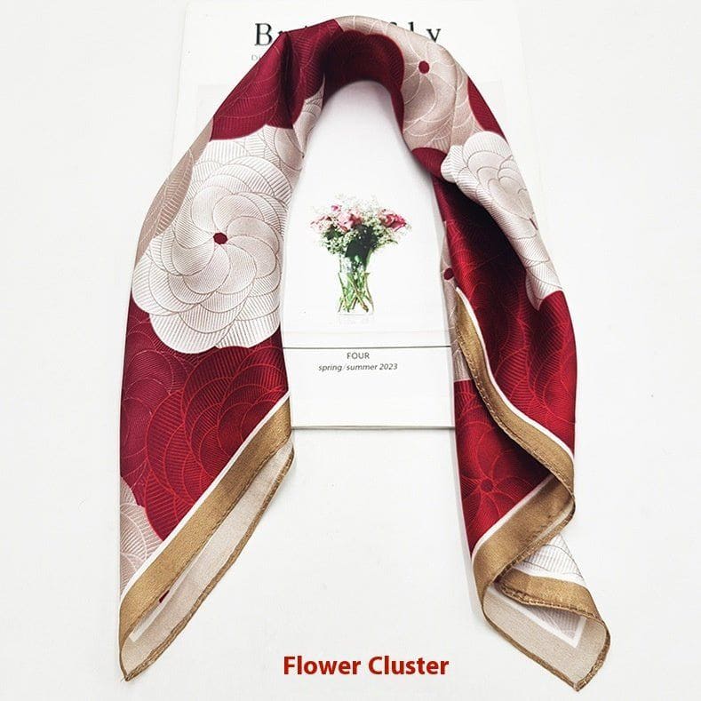 Premium Printed Silk Square Scarf – 50x50cm Elegant Fashion Accessory by LUXE AHMAR – Available at LUXE AHMAR