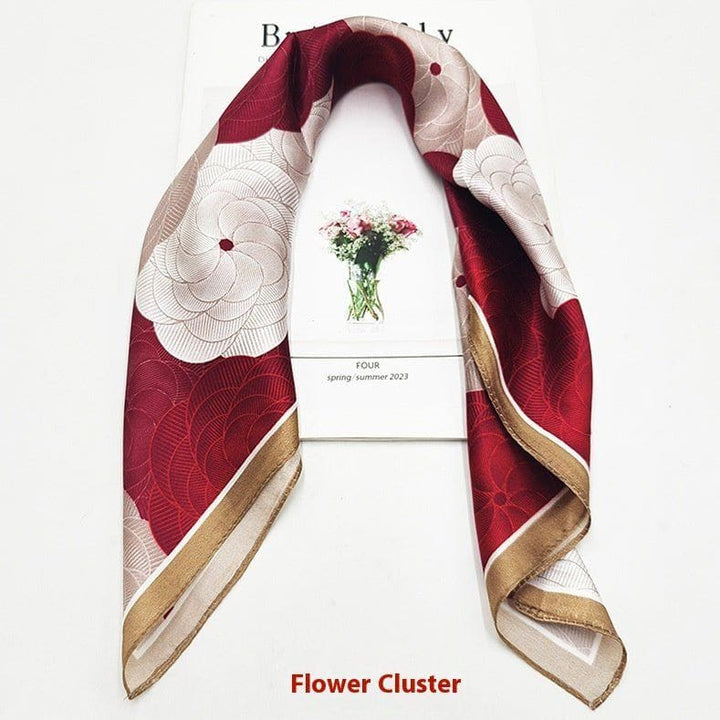 Premium Printed Silk Square Scarf – 50x50cm Elegant Fashion Accessory by LUXE AHMAR – Available at LUXE AHMAR