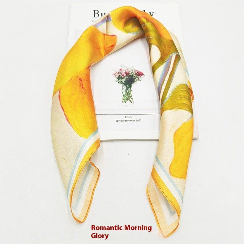 Premium Printed Silk Square Scarf – 50x50cm Elegant Fashion Accessory by LUXE AHMAR – Available at LUXE AHMAR