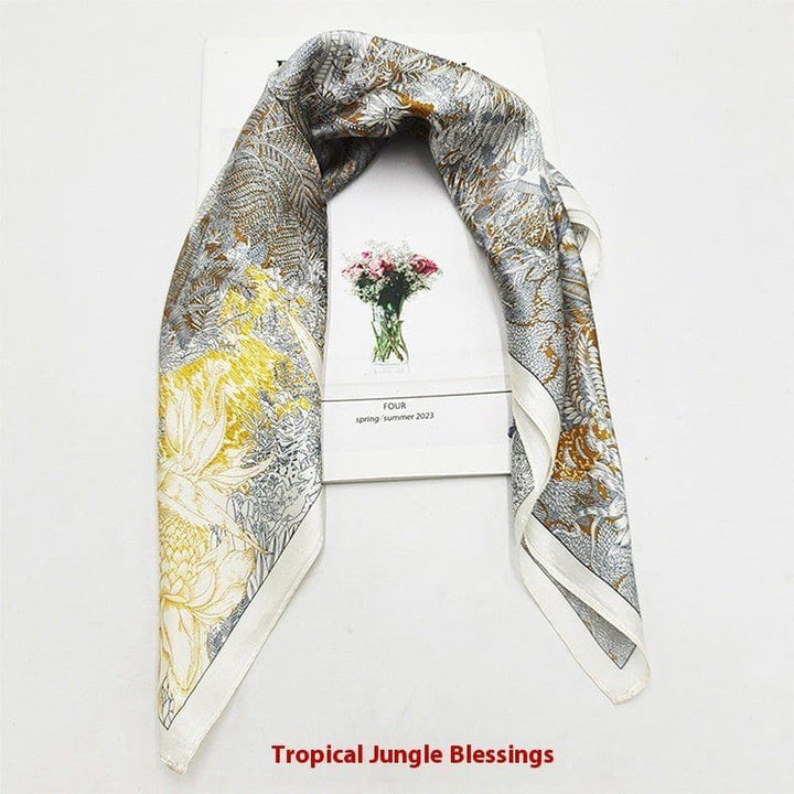 Premium Printed Silk Square Scarf – 50x50cm Elegant Fashion Accessory by LUXE AHMAR – Available at LUXE AHMAR