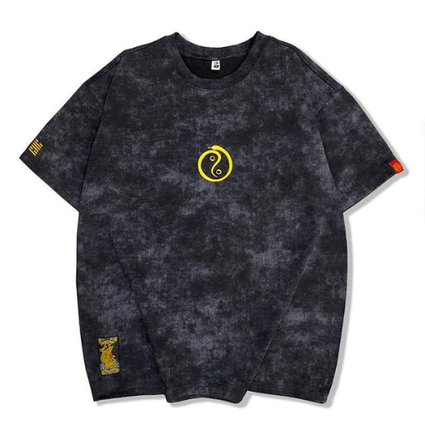 Premium Washed Cotton Embroidered Crew Neck T-Shirt – Men's Loose Fit by LUXE AHMAR – Available at LUXE AHMAR