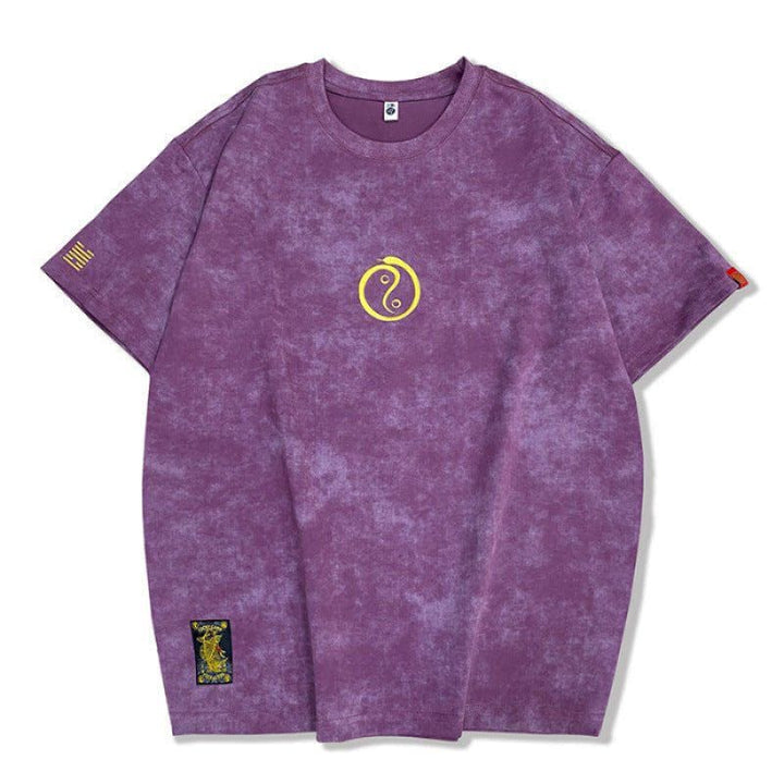 Premium Washed Cotton Embroidered Crew Neck T-Shirt – Men's Loose Fit by LUXE AHMAR – Available at LUXE AHMAR