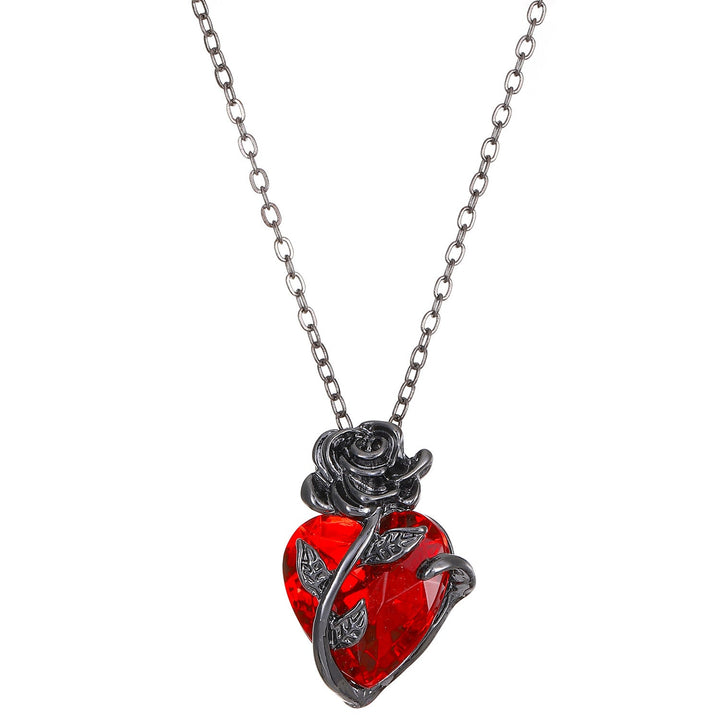 Punk Rose Love Necklace Fashion Personality Heart - shaped Clavicle Chain Pendant Necklace For Valentine's Day by LUXE AHMAR – Available at LUXE AHMAR