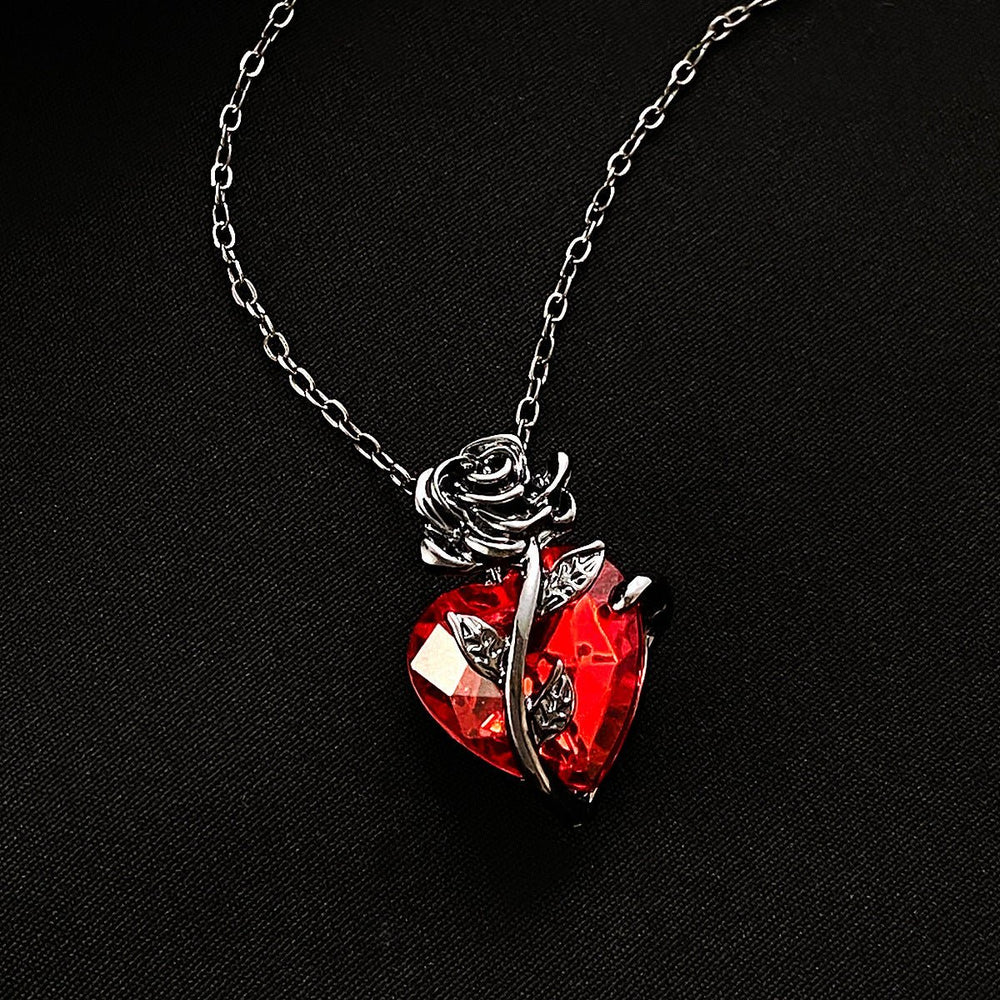 Punk Rose Love Necklace Fashion Personality Heart - shaped Clavicle Chain Pendant Necklace For Valentine's Day by LUXE AHMAR – Available at LUXE AHMAR