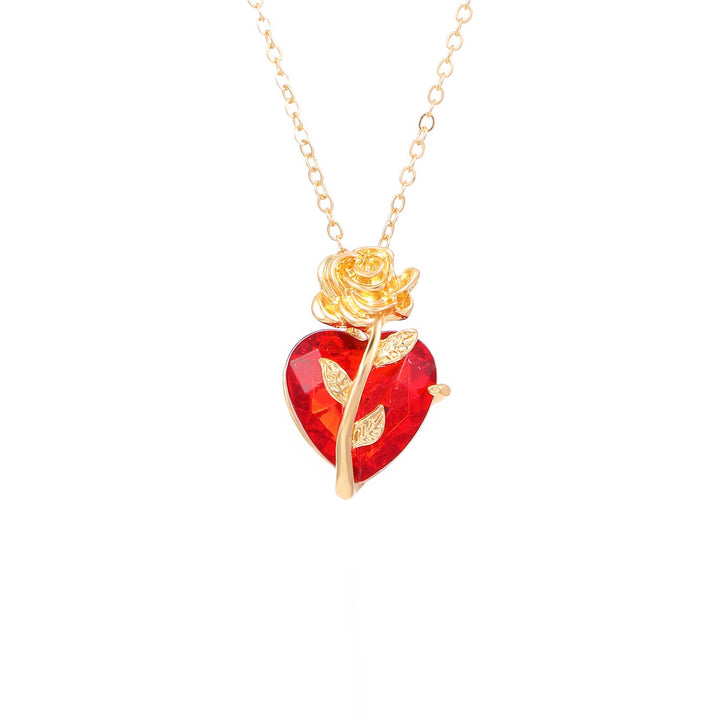 Punk Rose Love Necklace Fashion Personality Heart - shaped Clavicle Chain Pendant Necklace For Valentine's Day by LUXE AHMAR – Available at LUXE AHMAR