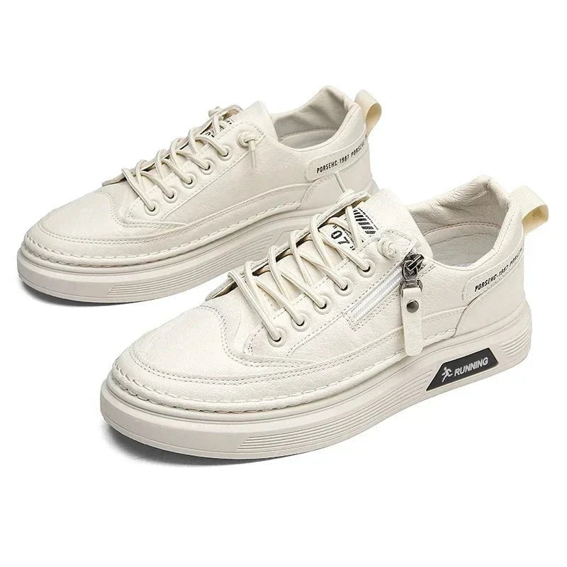 Qaawal Unisex White Sneakers – Summer Lace - Up Casual Shoes with Thick Sole, Anti - Slip Outdoor Walking & Sports Flats by Luxe Ahmar – Available at LUXE AHMAR