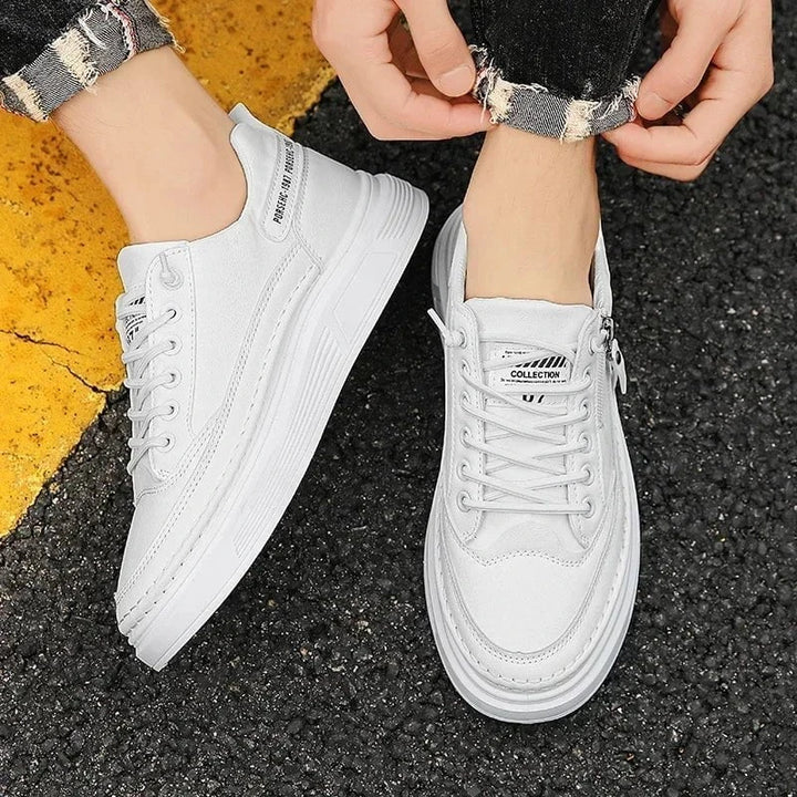 Qaawal Unisex White Sneakers – Summer Lace - Up Casual Shoes with Thick Sole, Anti - Slip Outdoor Walking & Sports Flats by Luxe Ahmar – Available at LUXE AHMAR