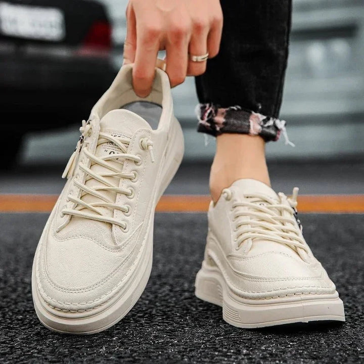 Qaawal Unisex White Sneakers – Summer Lace - Up Casual Shoes with Thick Sole, Anti - Slip Outdoor Walking & Sports Flats by Luxe Ahmar – Available at LUXE AHMAR