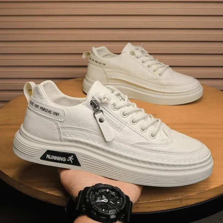 Qaawal Unisex White Sneakers – Summer Lace - Up Casual Shoes with Thick Sole, Anti - Slip Outdoor Walking & Sports Flats by Luxe Ahmar – Available at LUXE AHMAR