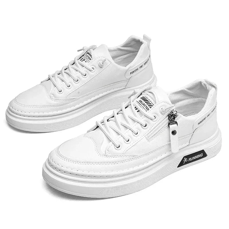 Qaawal Unisex White Sneakers – Summer Lace - Up Casual Shoes with Thick Sole, Anti - Slip Outdoor Walking & Sports Flats by Luxe Ahmar – Available at LUXE AHMAR