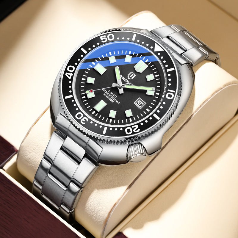 Quartz Watch Men's Stainless Steel Strap Waterproof Luminous by LUXE AHMAR – Available at LUXE AHMAR