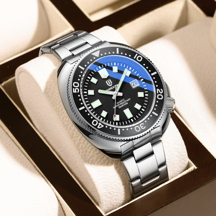 Quartz Watch Men's Stainless Steel Strap Waterproof Luminous by LUXE AHMAR – Available at LUXE AHMAR