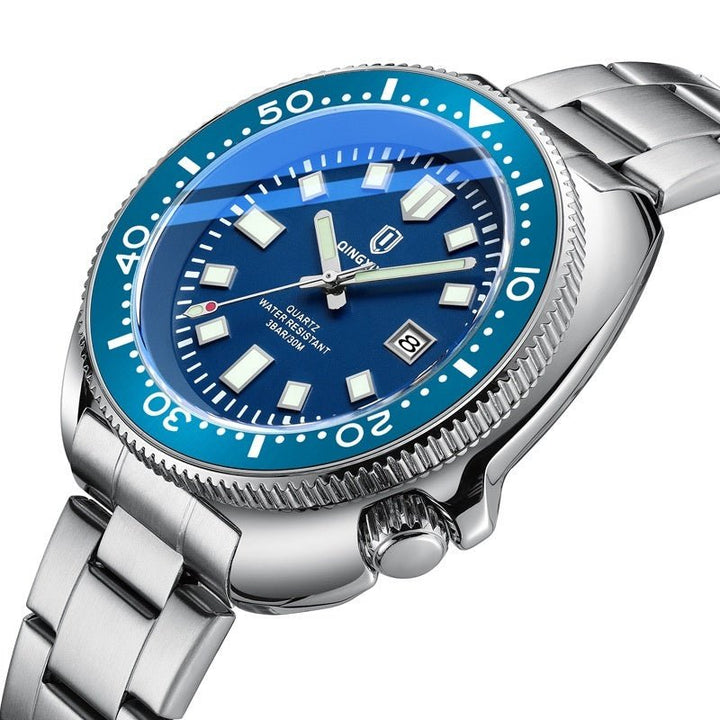 Quartz Watch Men's Stainless Steel Strap Waterproof Luminous by LUXE AHMAR – Available at LUXE AHMAR