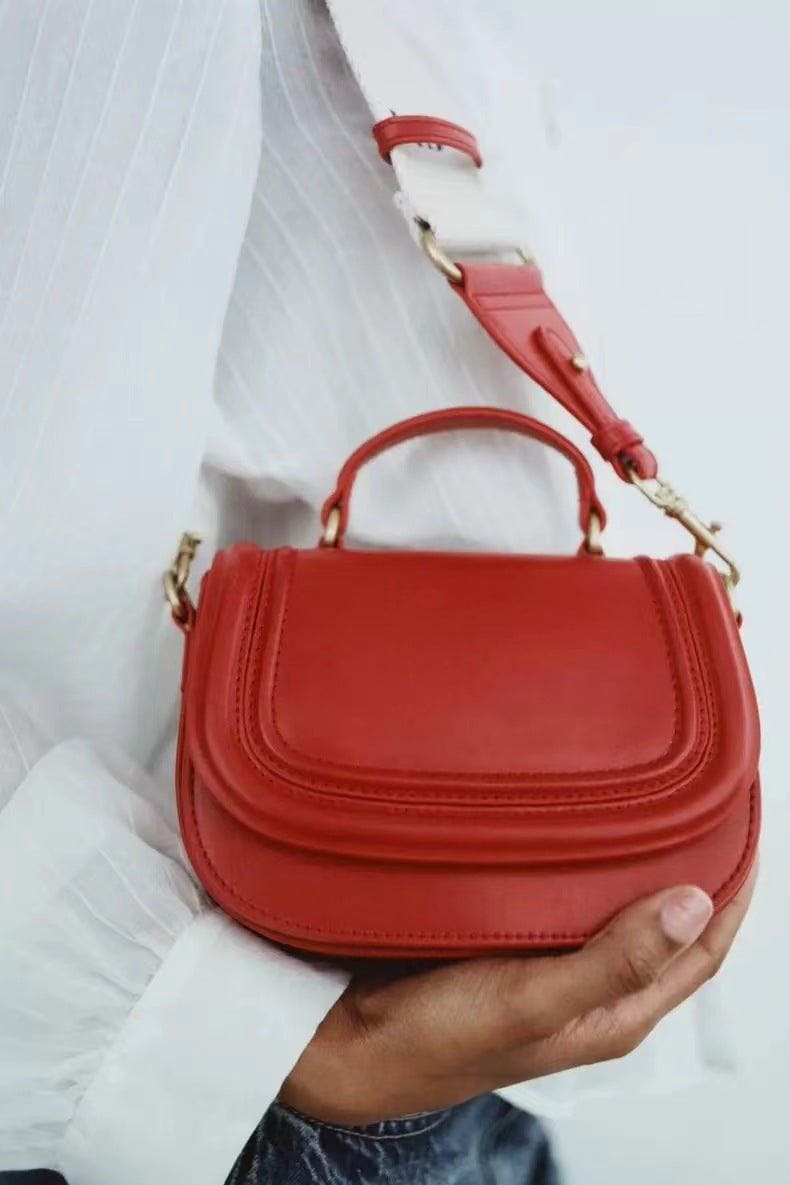 Red Mini Flip Crossbody Bag – Stylish & Compact Shoulder Bag by LUXE AHMAR – Available at LUXE AHMAR