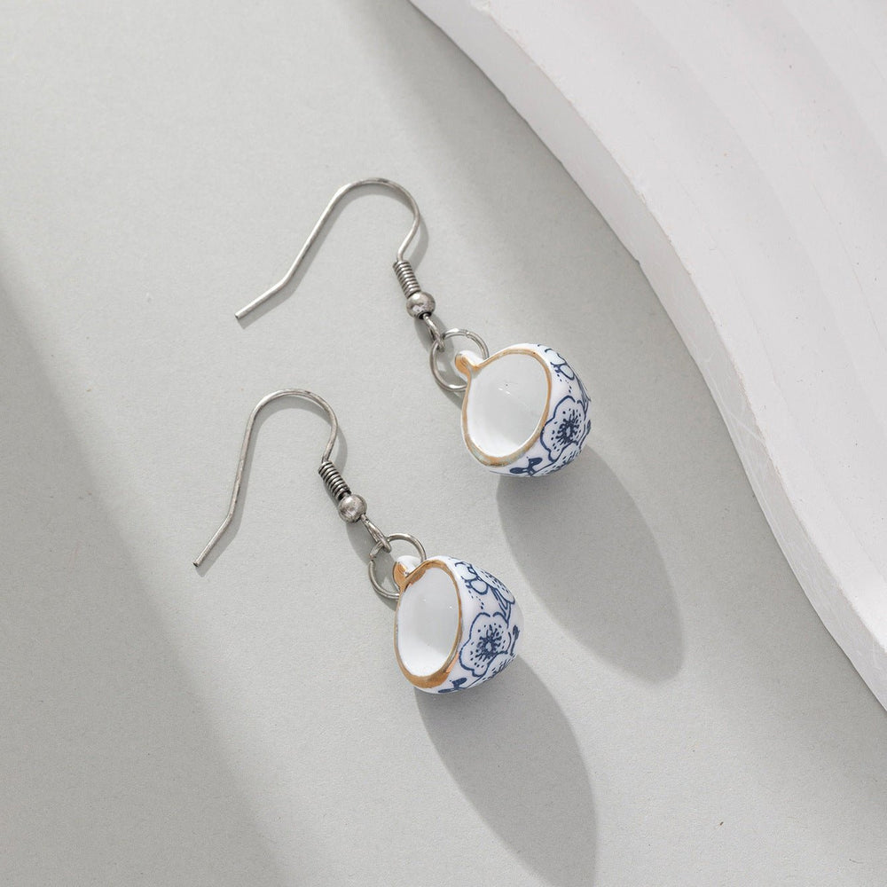 Retro Chinese Style Ceramic Blue And White Porcelain Tea Cup Ear Hook by LUXE AHMAR – Available at LUXE AHMAR
