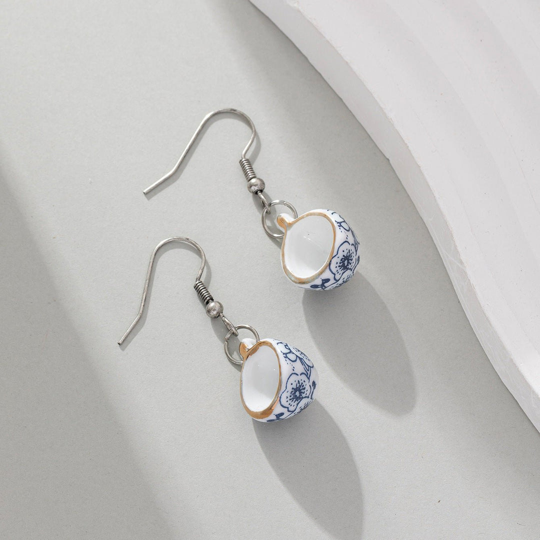 Retro Chinese Style Ceramic Blue And White Porcelain Tea Cup Ear Hook by LUXE AHMAR – Available at LUXE AHMAR