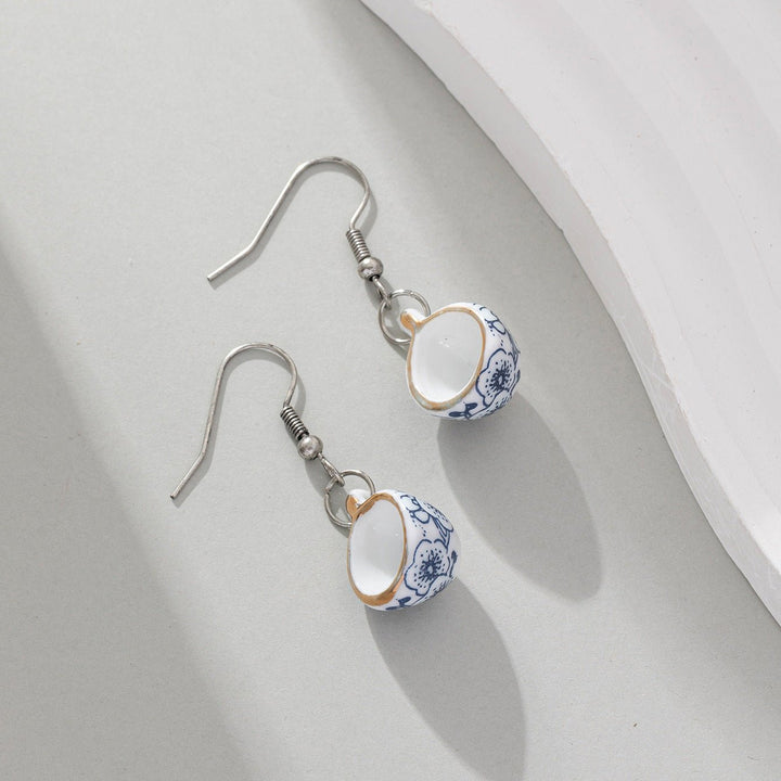 Retro Chinese Style Ceramic Blue And White Porcelain Tea Cup Ear Hook by LUXE AHMAR – Available at LUXE AHMAR