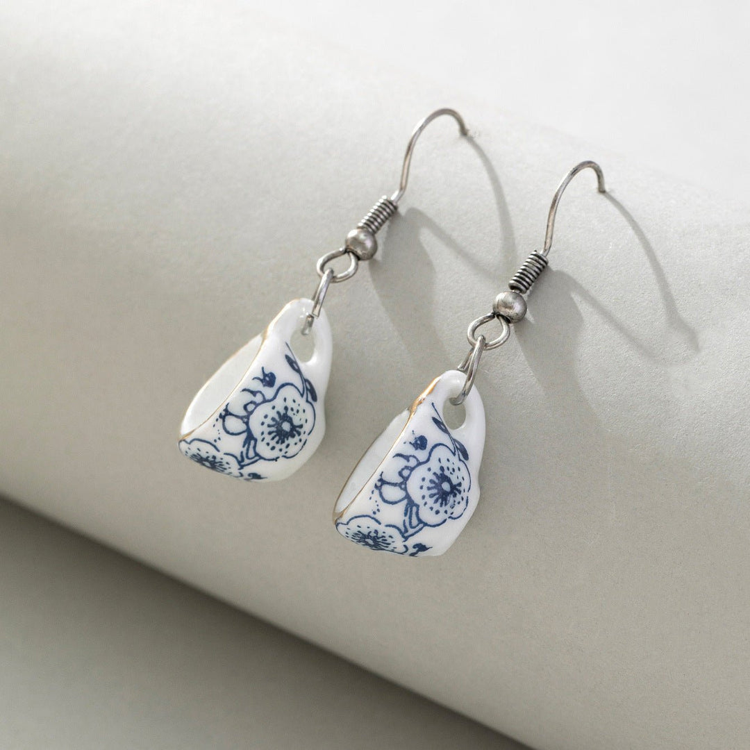 Retro Chinese Style Ceramic Blue And White Porcelain Tea Cup Ear Hook by LUXE AHMAR – Available at LUXE AHMAR