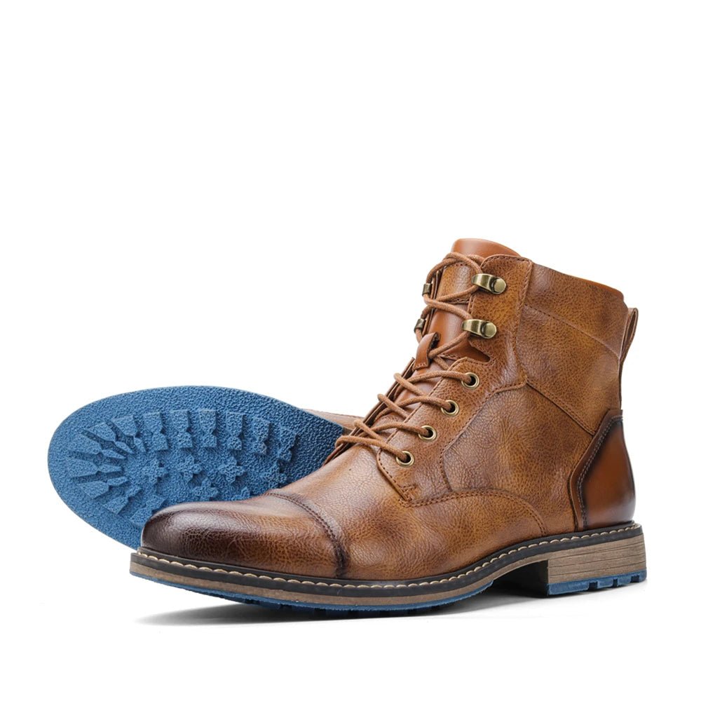 Retro Men’s Leather Boots – Fashionable 2023 Spring Comfort Boots, Sizes 7 - 13 by Luxe Ahmar – Available at LUXE AHMAR