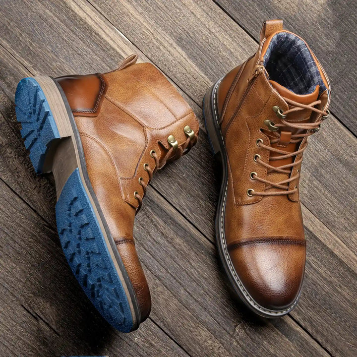 Retro Men’s Leather Boots – Fashionable 2023 Spring Comfort Boots, Sizes 7 - 13 by Luxe Ahmar – Available at LUXE AHMAR
