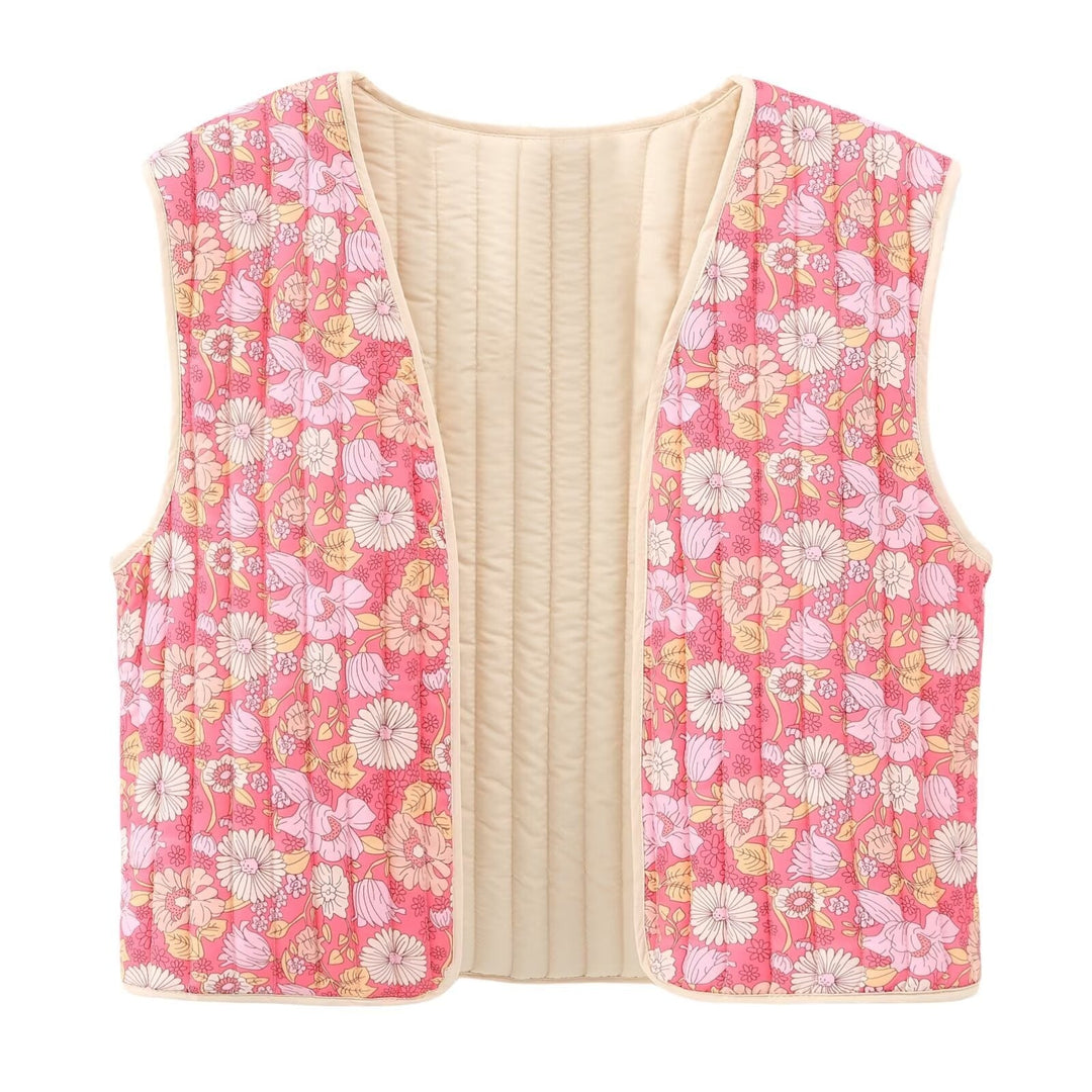 Reversible Autumn Floral Cotton Vest – Lightweight Double - Sided Streetwear Style for Women by LUXE AHMAR – Available at LUXE AHMAR