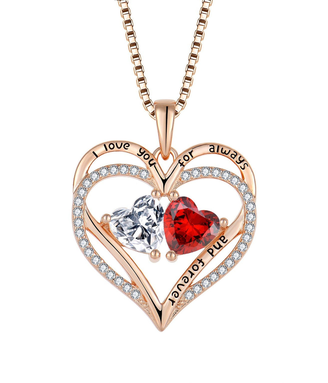 S925 Silver Double Love Necklace With Rhinestones Fashion Personality Heart - shaped Necklace Valentine's Day Gift by LUXE AHMAR – Available at LUXE AHMAR