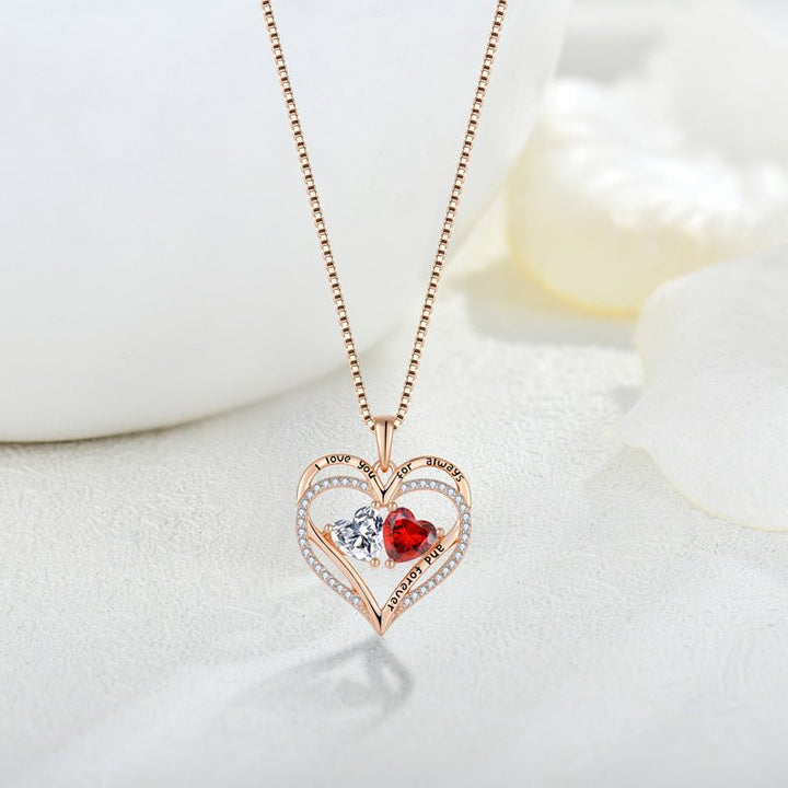 S925 Silver Double Love Necklace With Rhinestones Fashion Personality Heart - shaped Necklace Valentine's Day Gift by LUXE AHMAR – Available at LUXE AHMAR