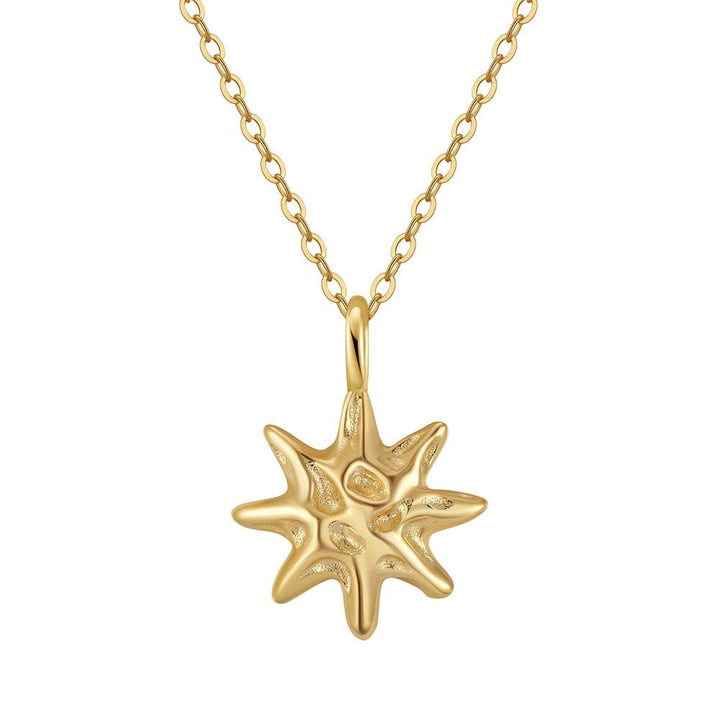 S925 Sterling Silver Hammered Star Pendant Necklace 14K Gold Plated Chain by LUXE AHMAR – Available at LUXE AHMAR