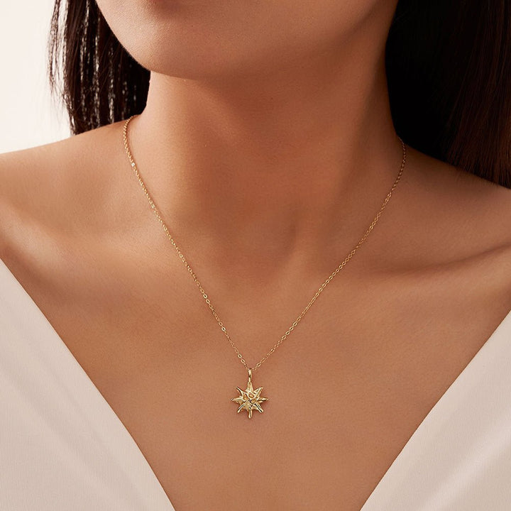 S925 Sterling Silver Hammered Star Pendant Necklace 14K Gold Plated Chain by LUXE AHMAR – Available at LUXE AHMAR