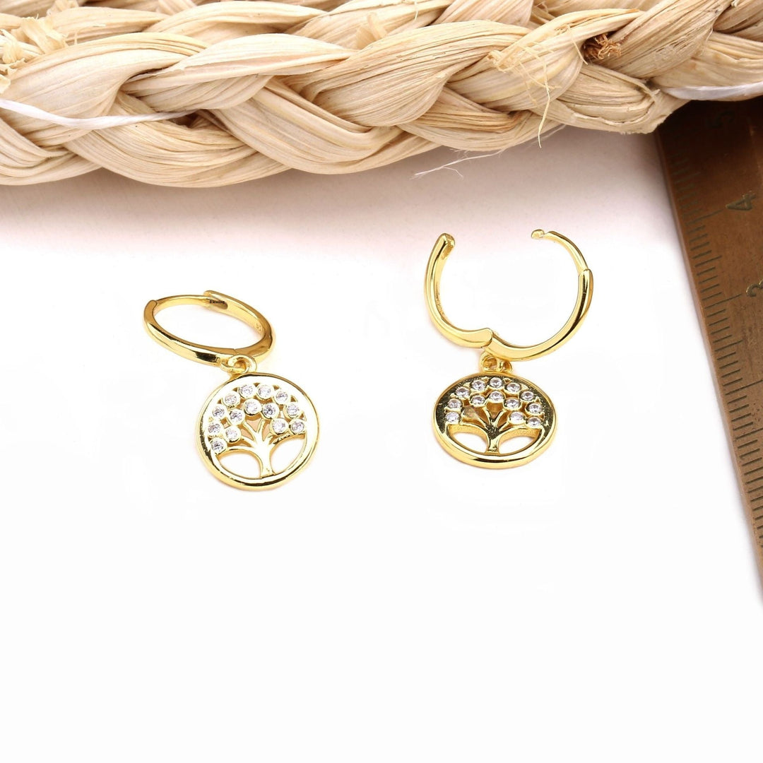 S925 Sterling Silver Inlaid Zircon Lucky Tree Earrings High Quality Gold Plated Ear Clip by LUXE AHMAR – Available at LUXE AHMAR