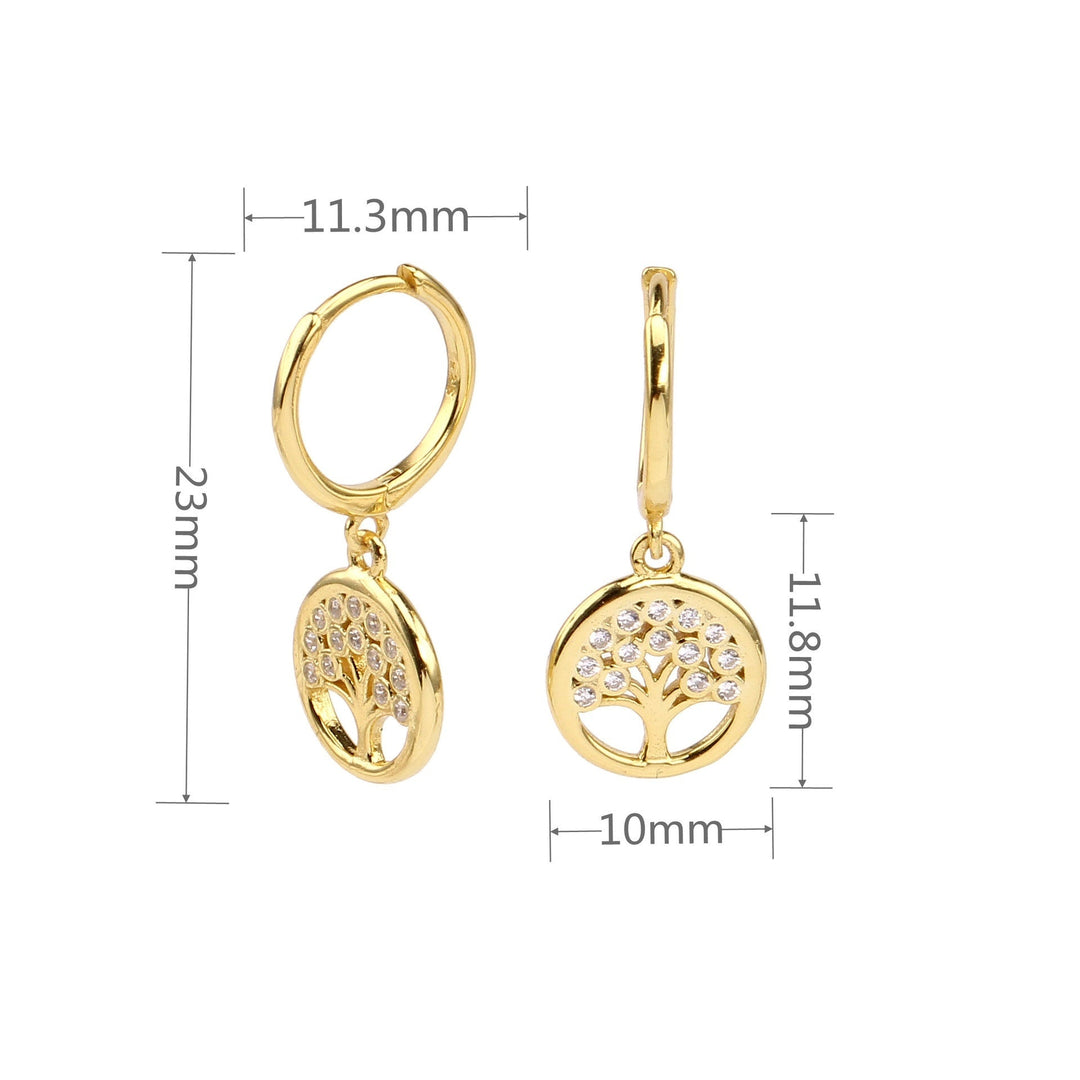 S925 Sterling Silver Inlaid Zircon Lucky Tree Earrings High Quality Gold Plated Ear Clip by LUXE AHMAR – Available at LUXE AHMAR