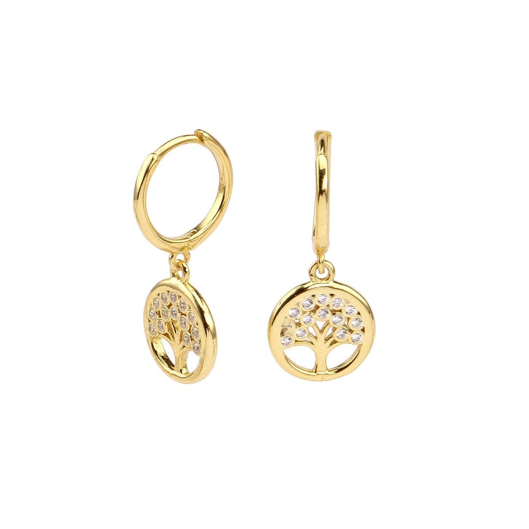 S925 Sterling Silver Inlaid Zircon Lucky Tree Earrings High Quality Gold Plated Ear Clip by LUXE AHMAR – Available at LUXE AHMAR