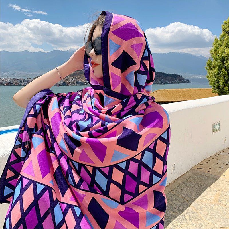 Sanya Seaside Holiday Shawl – Lightweight Women's Scarf for Summer Travel & Sun Protection by LUXE AHMAR – Available at LUXE AHMAR