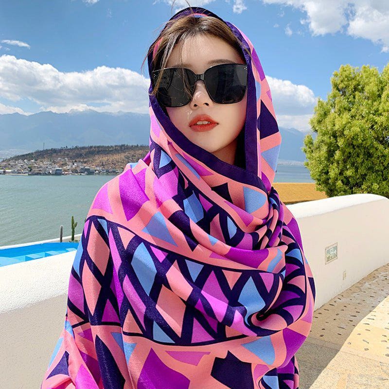 Sanya Seaside Holiday Shawl – Lightweight Women's Scarf for Summer Travel & Sun Protection by LUXE AHMAR – Available at LUXE AHMAR