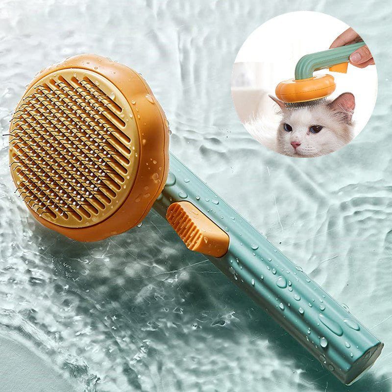 Self - Cleaning Cat & Dog Brush – Handheld Steel Wire Grooming Comb with Hair Removal & Massage Function by LUXE AHMAR – Available at LUXE AHMAR