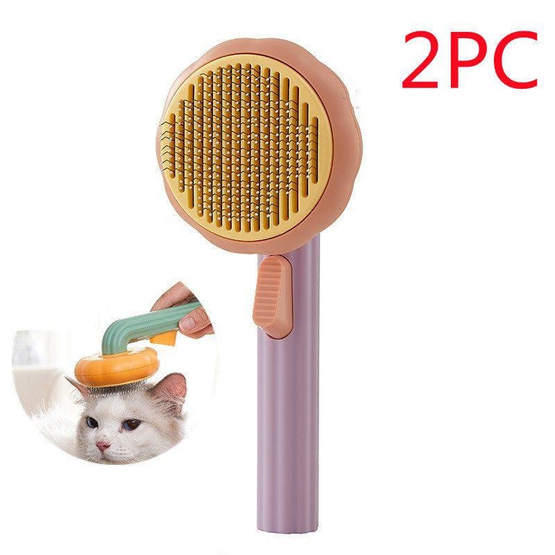 Self - Cleaning Cat & Dog Brush – Handheld Steel Wire Grooming Comb with Hair Removal & Massage Function by LUXE AHMAR – Available at LUXE AHMAR